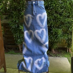 Upcycled Adika denim maxi skirt